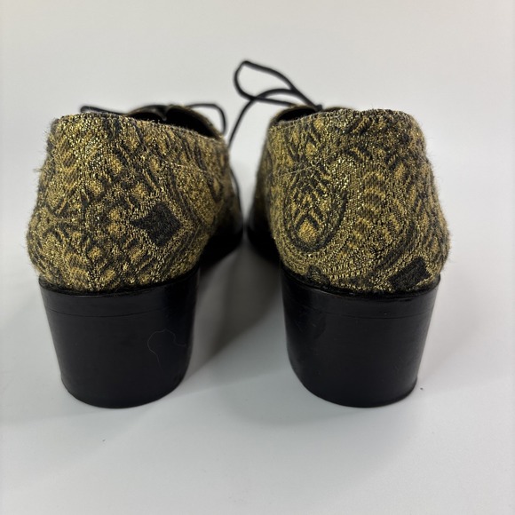 Robert Clergerie Paris Luxury Shoes Leather Gold Metallic Oxford Lace Up Pump - Picture 7 of 13